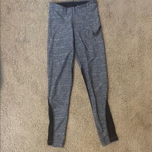 Nike Gray and Black Leggings with Mesh Panels